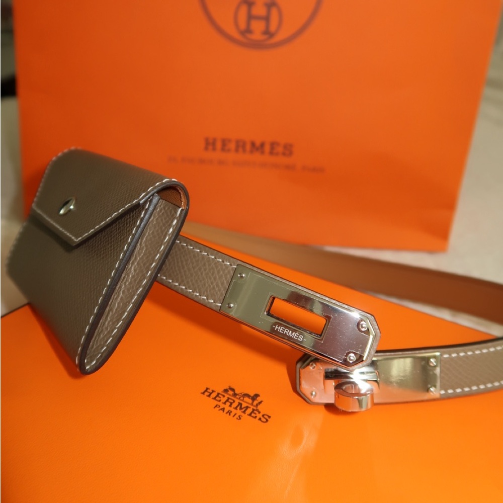 Hermès Kelly Pocket 18 Belt in Etoupe Epsom – Brand New Full Set
